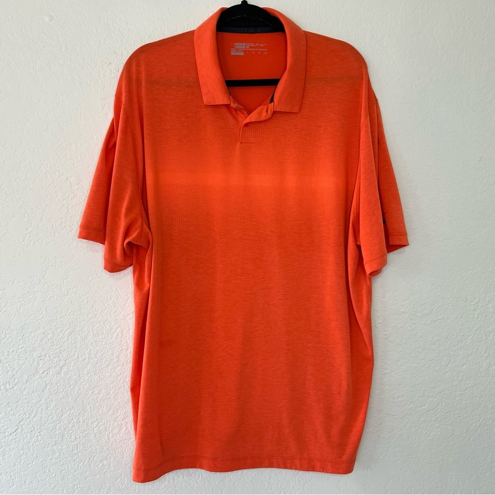 Men’s Nike Golf Standard Dri-Fit Orange Polo Shirt Men’s Size XXL Subtle Stripe - Picture 1 of 8
